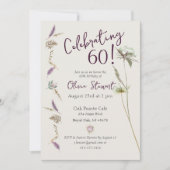 Invitation Aquarelle florale Boho 60e anniversaire (Devant)
