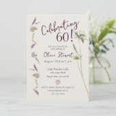 Invitation Aquarelle florale Boho 60e anniversaire (Debout devant)