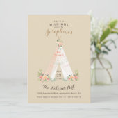 Invitation Aquarelle Florale Boho Tribal Teepee Wild One (Debout devant)