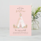 Invitation Aquarelle Florale Boho Tribal Teepee Wild One (Debout devant)