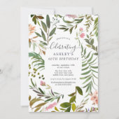 Invitation Aquarelle Florale Botanique Anniversaire (Devant)