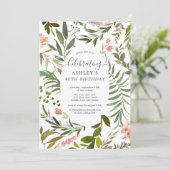 Invitation Aquarelle Florale Botanique Anniversaire (Debout devant)