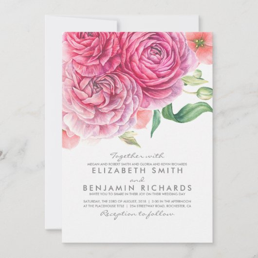 Invitation Aquarelle Florale Botanique Élégant Mariage modern (Devant)