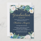Invitation Aquarelle Florale Botanique Graduation Party Photo (Dos)