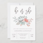 Invitation Aquarelle Florale Botanique | Parti de révélation  (Devant)