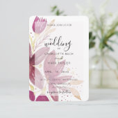 Invitation Aquarelle Florale Bourgogne et Gold Invi (Debout devant)