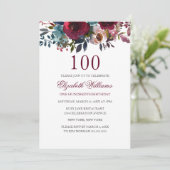Invitation Aquarelle florale bourguignonne 100e anniversaire  (Debout devant)