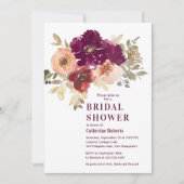 Invitation Aquarelle florale bourguignonne Fête des mariées m (Devant)