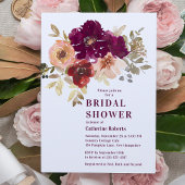 Invitation Aquarelle florale bourguignonne Fête des mariées m