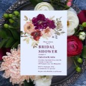 Invitation Aquarelle florale bourguignonne Fête des mariées m