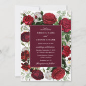 Invitation Aquarelle florale bourguignonne moderne Mariage él (Devant)