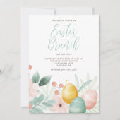 Invitation Aquarelle Florale Brunch de Pâques (Devant)