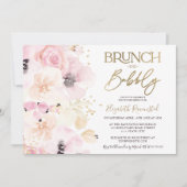 Invitation Aquarelle florale brunch doré bulle douche nuptial (Devant)
