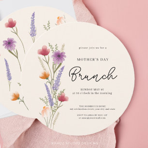 Invitation Aquarelle florale Brunch Fête des mères