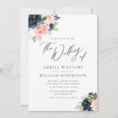 Invitation Aquarelle florale brune de la marine  (Devant)