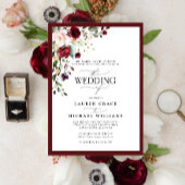 Invitation Aquarelle florale Burgundy Formelle Script Inv