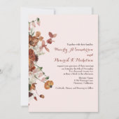Invitation Aquarelle Florale Burnt Orange Dusty Mariage Rose (Devant)