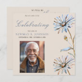 Invitation Aquarelle Florale Célébration de la vie Photo (Devant / Derrière)
