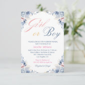 Invitation aquarelle florale chic fille ou garçon sexe révéle (Debout devant)