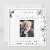 Invitation Aquarelle Florale Colibri Célébration de la vie (Devant)