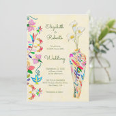 Invitation Aquarelle florale colorée Mariage mexicain (Debout devant)