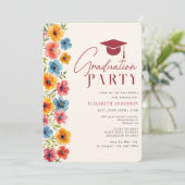 Invitation Aquarelle florale colorée moderne graduée (Debout devant)