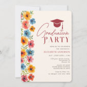 Invitation Aquarelle florale colorée moderne graduée (Devant)