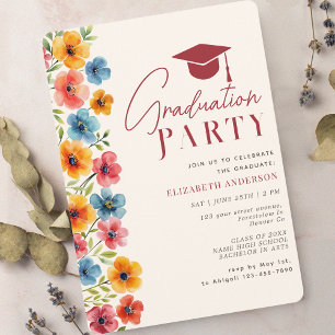 Invitation Aquarelle florale colorée moderne graduée