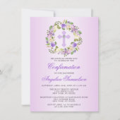 Invitation Aquarelle Florale CONFIRMATION Lavande violette (Devant)