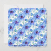 Invitation Aquarelle florale d'anémone bleu fiançailles (Dos)