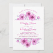 Invitation Aquarelle florale d'anémone rose blanc mariage pho (Devant)