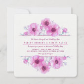 Invitation Aquarelle florale d'anémone rose mariage nouvelle  (Devant)