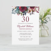 Invitation Aquarelle florale de Bourgogne 30e anniversaire In (Debout devant)