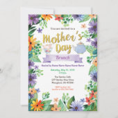 Invitation Aquarelle florale de brunch de thé de jour de (Devant)