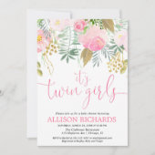 Invitation Aquarelle florale de filles de verdure rose (Devant)