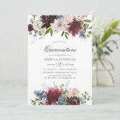 Invitation Aquarelle florale de la Bourgogne et de la marine  (Debout devant)