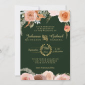 Invitation Aquarelle florale de la Pêche Flore Folivier Vert  (Devant)