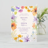 Invitation Aquarelle florale de mariage (Debout devant)