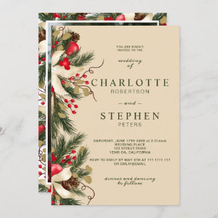 Invitation Aquarelle florale de Noël photo mariage i