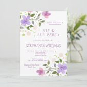 Invitation Aquarelle florale de printemps jolie Sip & See (Debout devant)