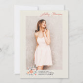 Invitation Aquarelle florale de tonalité de la terre Boho gra (Dos)