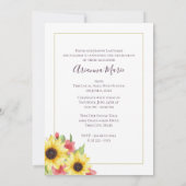 Invitation Aquarelle florale de tournesol (Dos)