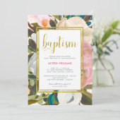 Invitation Aquarelle florale délicate | Baptême (Debout devant)