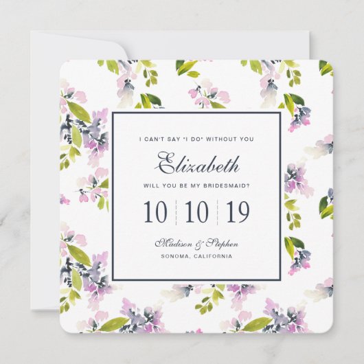 Invitation Aquarelle florale délicate - Bridesmaid (Devant)