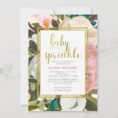 Invitation Aquarelle florale délicate | Saupoudrer bébé (Devant)