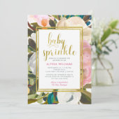 Invitation Aquarelle florale délicate | Saupoudrer bébé (Debout devant)