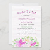 Invitation Aquarelle florale d'été rose pâle (Devant)