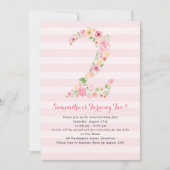 Invitation Aquarelle Florale Deux deuxième anniversaire (Devant)