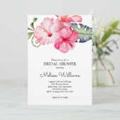 Invitation Aquarelle florale d'Hibiscus Fête de l'mariée roma (Debout devant)