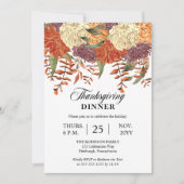 Invitation Aquarelle Florale | Dîner Eucalyptus Thanksgiving (Devant)